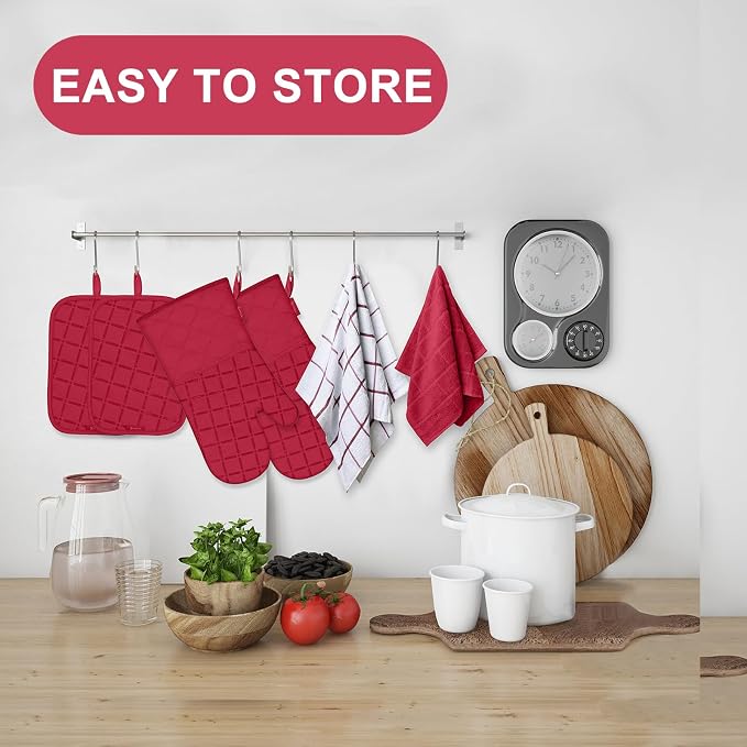 Oven Mitts Kitchen Towels and Dishcloths Pot Holders Sets, Oven Gloves Kitchen - Image 6