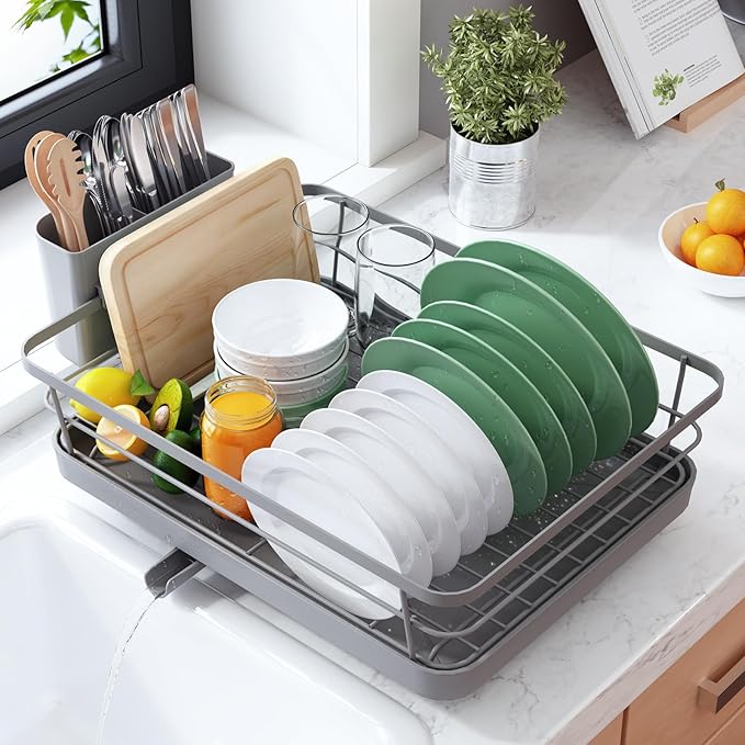 Kitsure Dish Drying Rack for Kitchen Counter, Stainless Steel Sink Organization by Kitsure