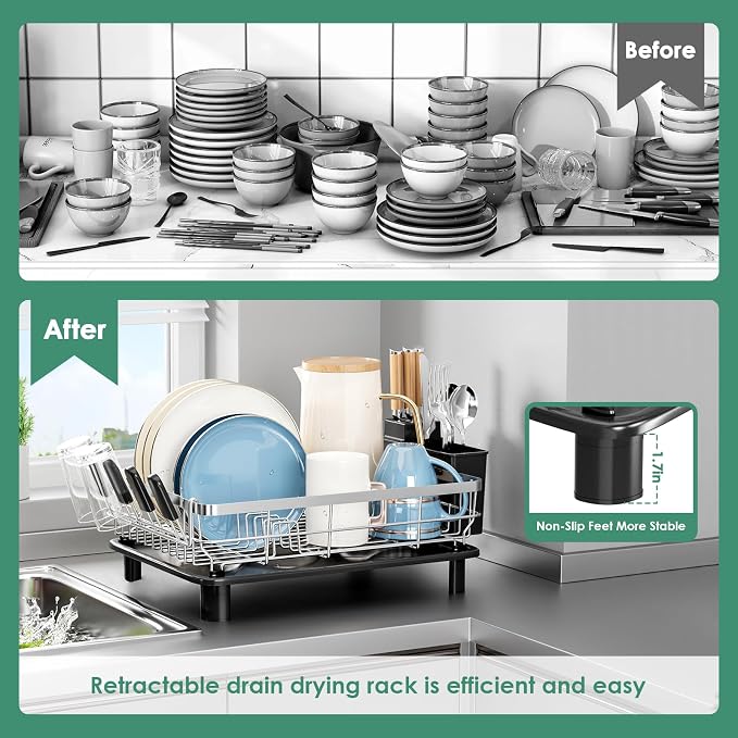 MOUKABAL Dish Drying Rack, Dish Rack, Stainless Steel Dish Racks - Image 2