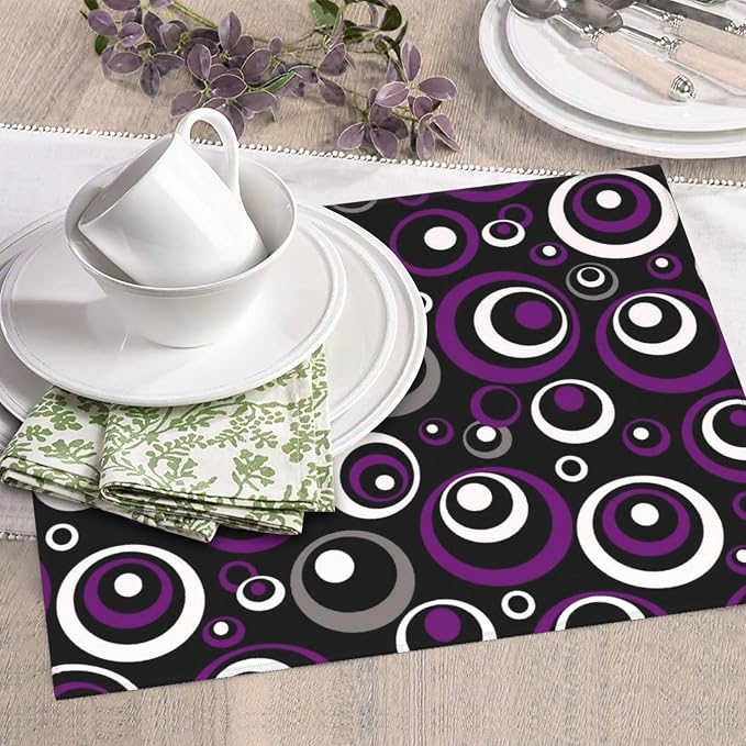Purple White and Black Circle Pattern Dish Drying Mat, Absorbent Microfiber - Image 3