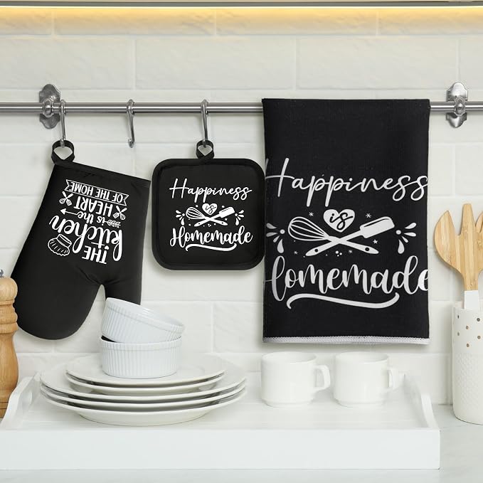 Sratte 6 Pcs Kitchen Decor Accessories Set Farmhouse Towels Pot Holders Oven - Image 2