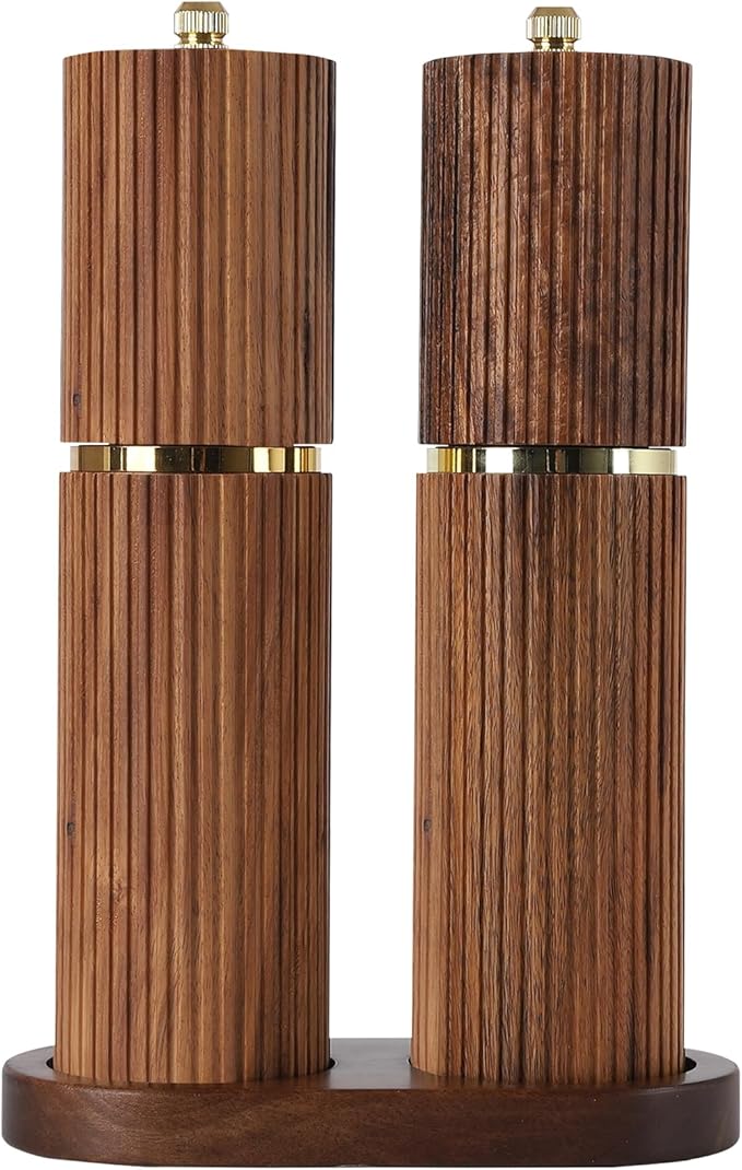 Wooden Salt and Pepper Grinder Set, Refillable Salt and Pepper grinder by UNIOVC