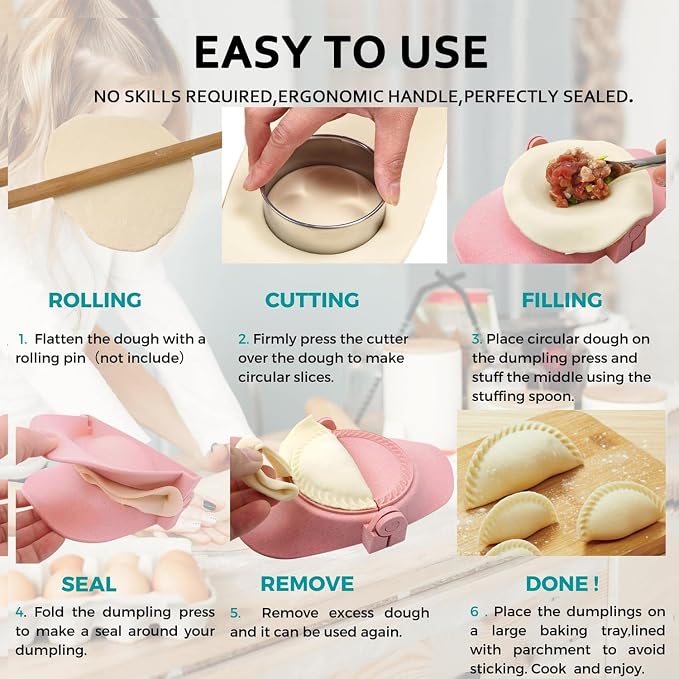 Empanada Maker Press, 6-Inch Extra Large Dumpling Maker Set - Image 7