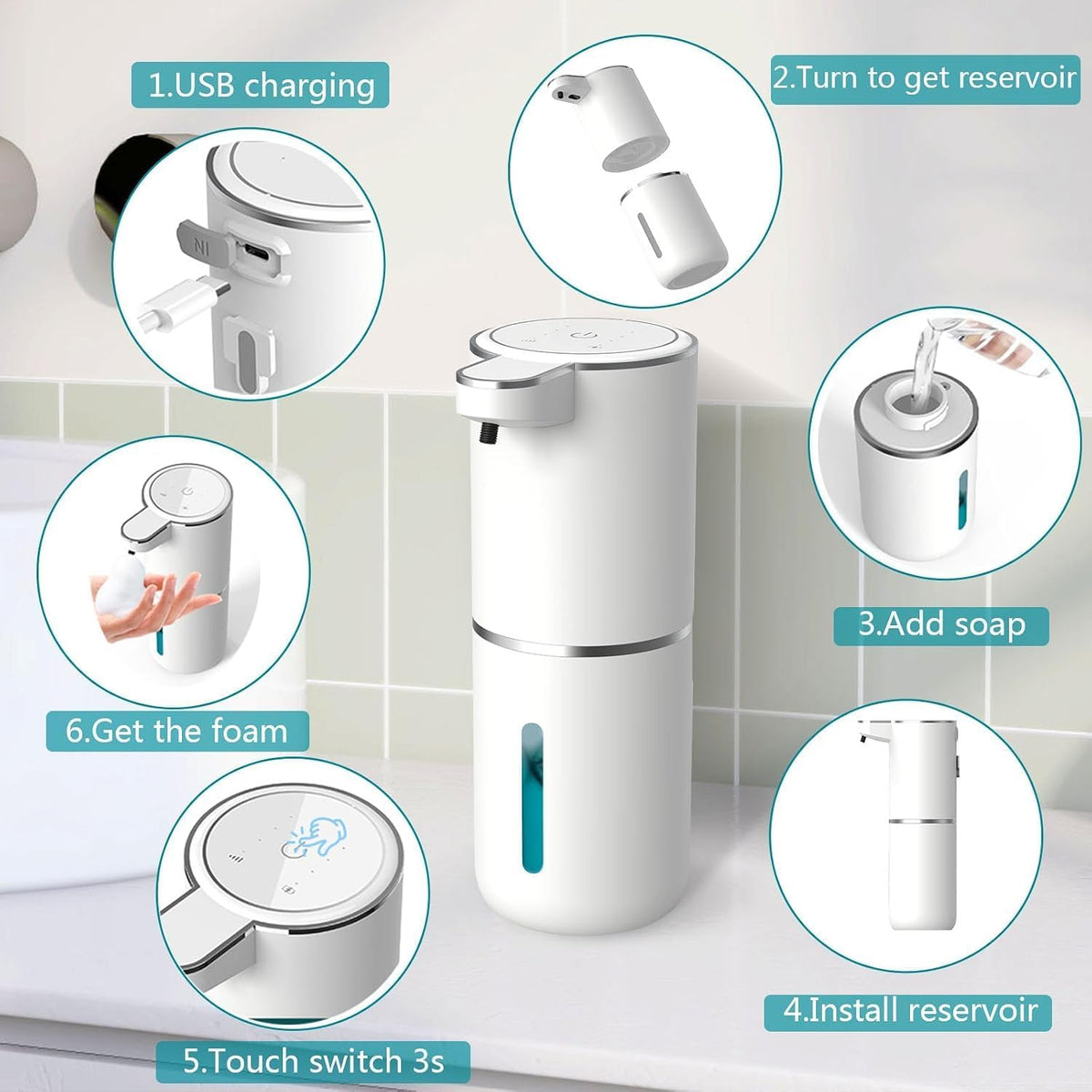 Automatic Soap Dispenser – Touchless Foaming Soap Dispenser 400ml USB