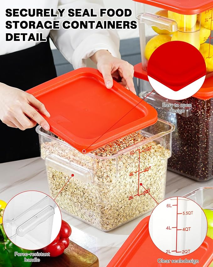 6QT Clear Food Storage Containers: 2 PCS NSF Food Storage Containers - Image 7