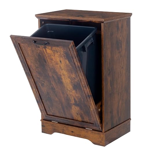 13 Gallons Tilt Out Trash Cabinet, Hidden Trash Can Cabinet Wooden Tilt Out Pet by TDLEAYYD