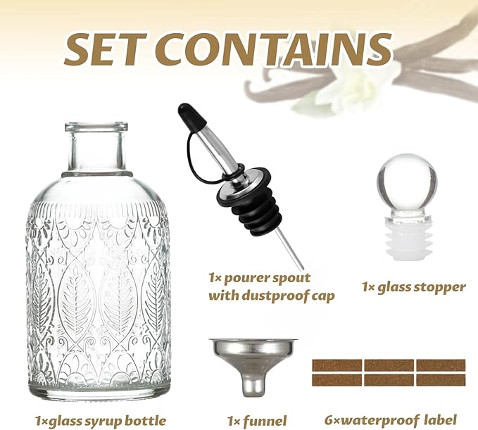 Retro Glass Syrup Dispenser Bottle 7oz, Oil and Vinegar Cruet - Image 2