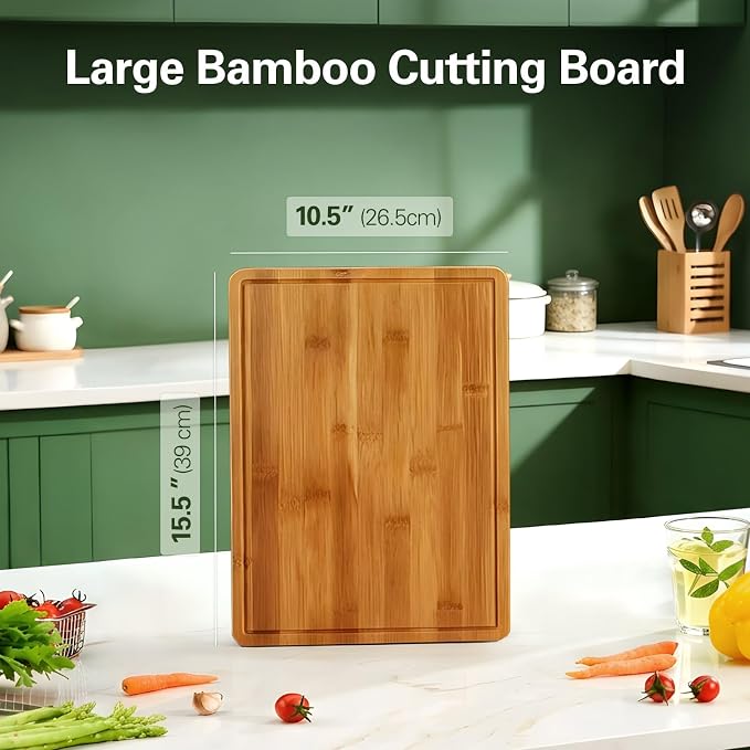 Zarler Bamboo Cutting Boards for Kitchen, 15.5x10.5 Durable Wood Cutting Board - Image 8