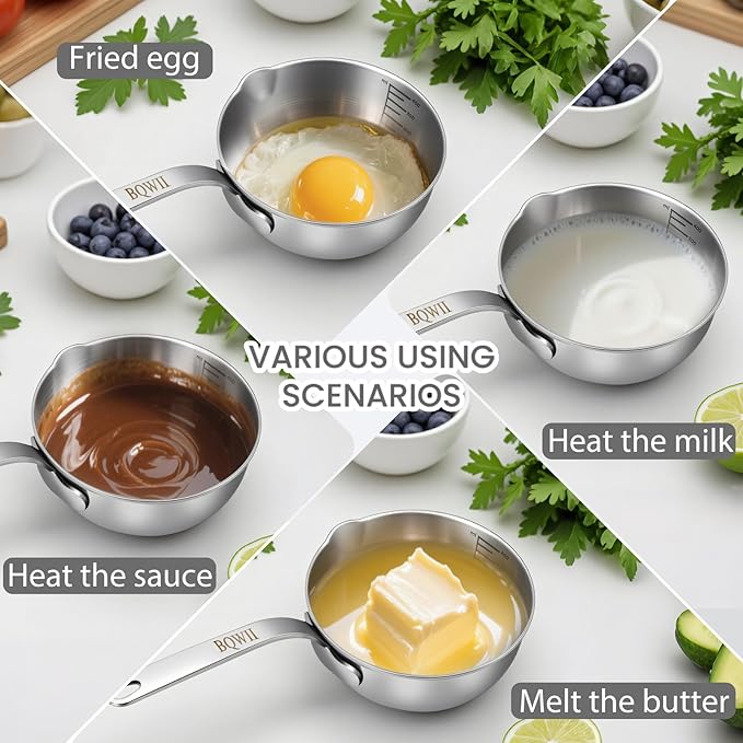 18/10 Stainless Steel Butter Warmer, 13.5 fl oz, Baby Food, Egg Pan, Compatible - Image 3
