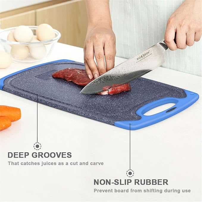 Viretang Non Slip Cutting Board, 3 Pieces Dishwasher Safe Cutting Boards - Image 2