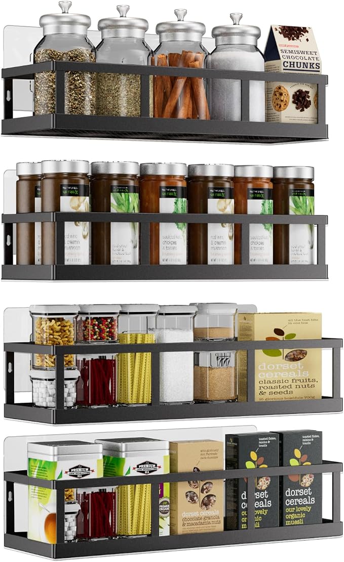 Spice Rack Wall Mounted, 4 Pack Pantry Door Organizer & Hanging Storage Baskets by Umomi