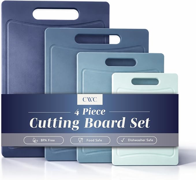 COOK WITH COLOR Non-Slip Cutting Board Set – Kitchen Essentials with Easy Grip by CookwithColor