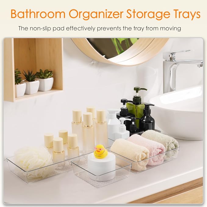 Criusia Drawer Organizer, 10 Pack Large Clear Plastic Set, 3 Size Versatile - Image 6