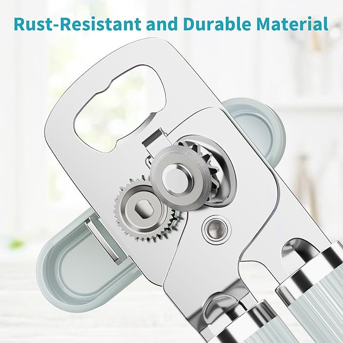 Ultrean Manual Can Opener Bottle Opener, Heavy Duty Stainless Steel Smooth Edge - Image 3
