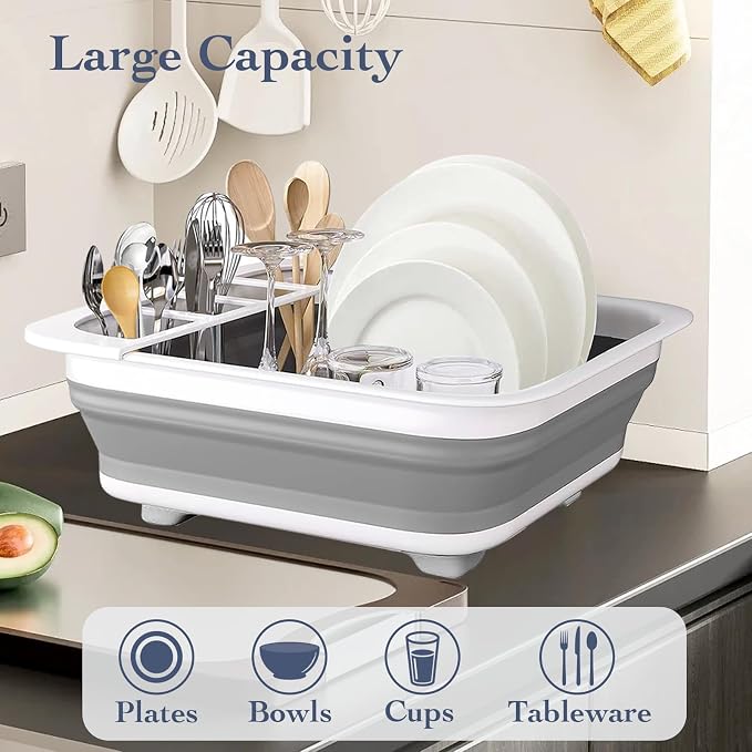 Collapsible Bowls, and Dishes Drainer, Portable Space-Saving Dish Rack - Image 2