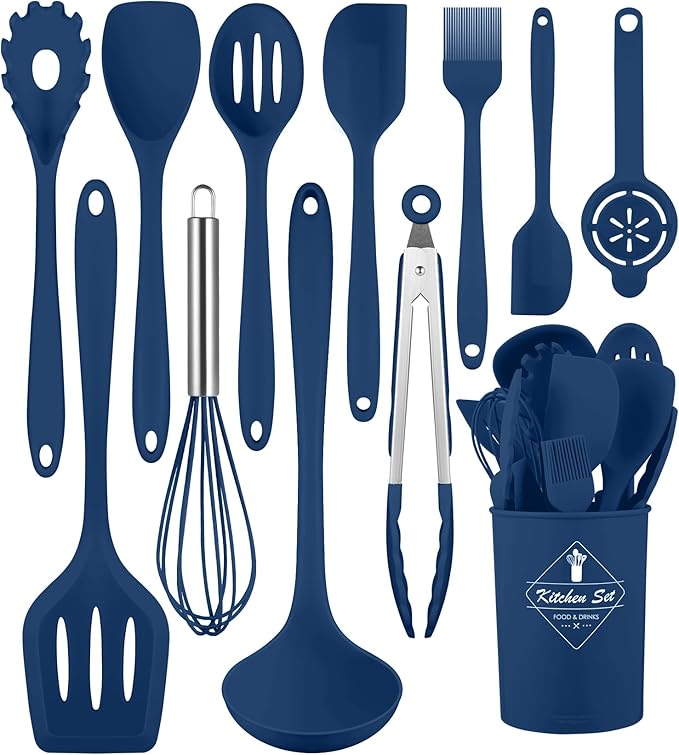 Kitchen Utensils Set-12 Pieces Silicone Cooking Utensils Set 392°F Heat by Pranski
