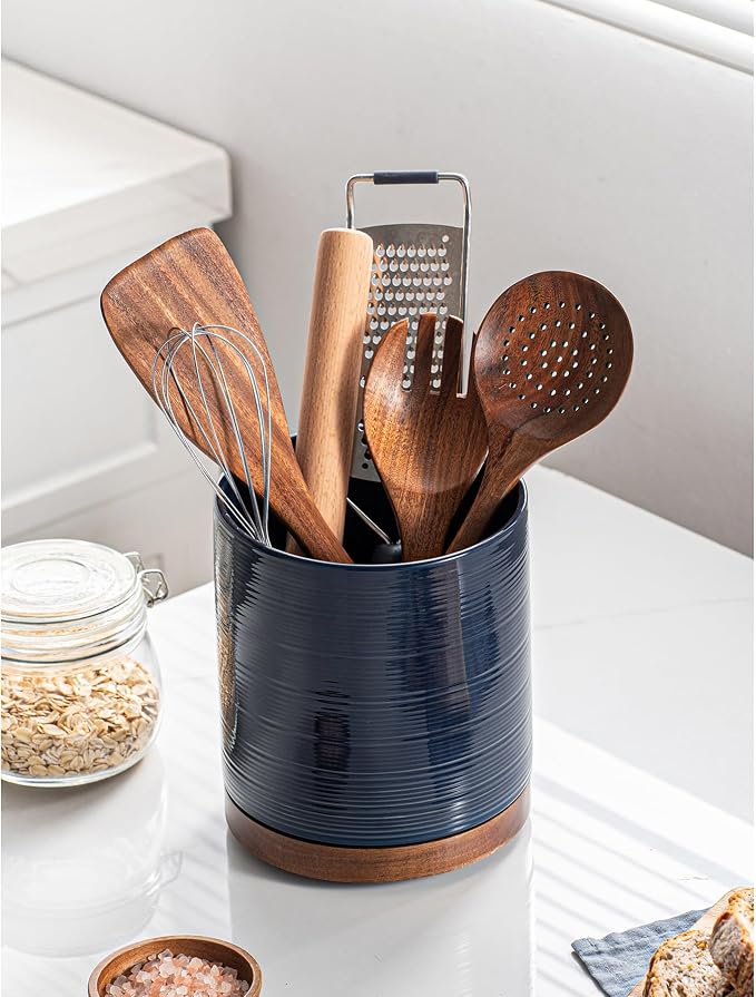 Utensil Holder, 360° Rotating Extra Large Ceramic Kitchen Utensil Holder - Image 4
