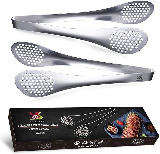MSY BIGSUNNY 11Inch Kitchen Cooking Food Tongs Stainless Steel Buffet Tongs - Image 5