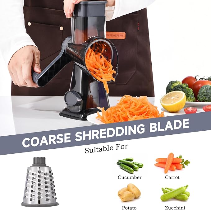 Rotary Cheese Grater with Handle Kitchen Shredder Slicer Grater Slicer Ice - Image 3