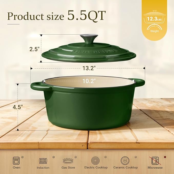 Overmont Enameled Cast Iron Dutch Oven - Image 4