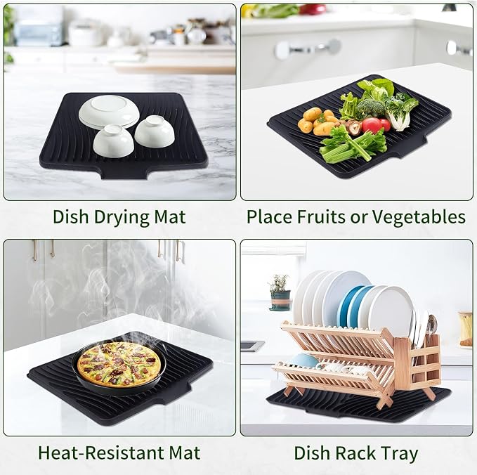 Silicone Dish Drying Mat 16x13, Food-Grade Silicone, Easy Clean Pad - Image 7