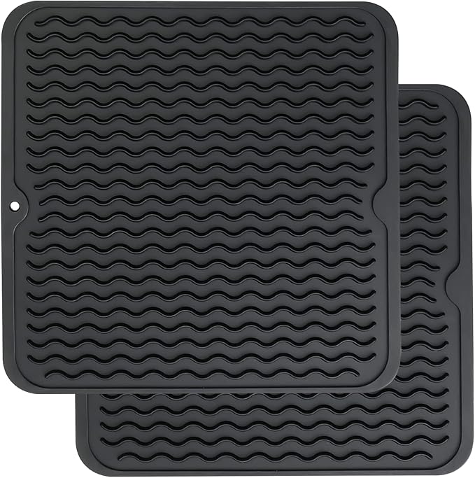 ZLR 2 Pcs Silicone Dish Drying Mat 12" x 12" Square by ZLR