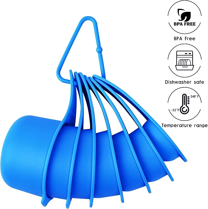Blue Measuring Cups and Spoons Set 15, 7 Plastic Measuring Cup Set, 7 Spice - Image 5