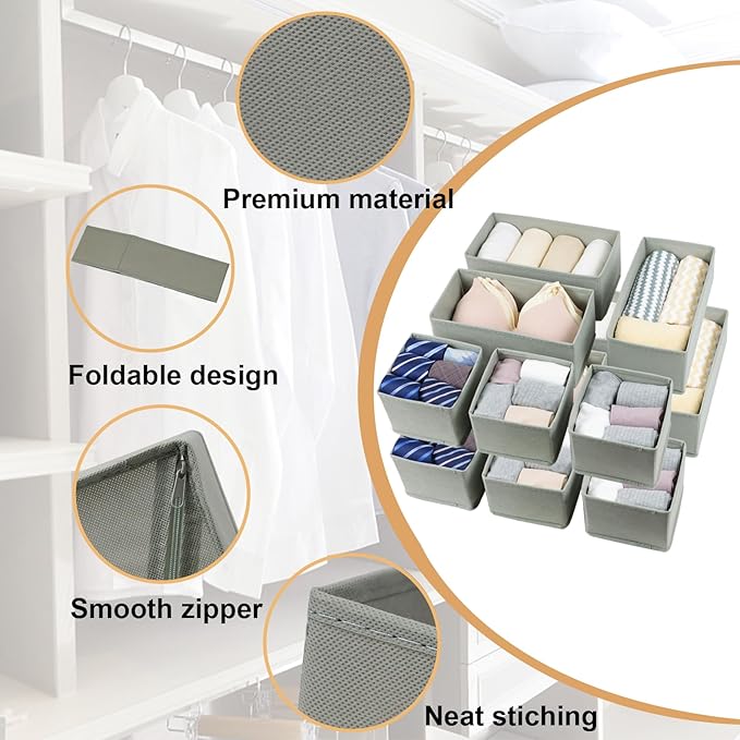 Fordonral Drawer Organizer Clothes, Foldable Fabric Dresser Organizer Closet - Image 3