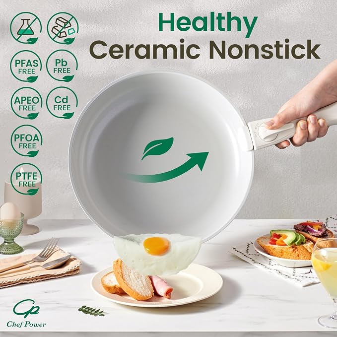 Chef Power Ceramic Nonstick Pots and Pans Set 19 Piece - Image 5