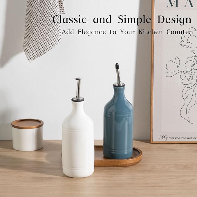 Sweejar Ceramic Olive Oil Dispenser Bottle Set, Opaque Oil Cruet Protects to - Image 2
