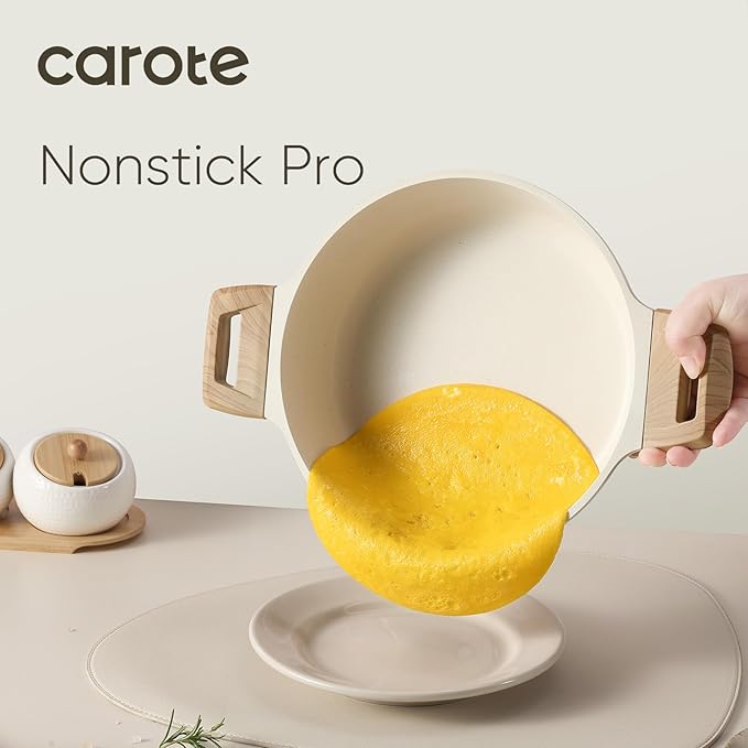 CAROTE Nonstick Stock Pot with Lid Soup Pot, 4 Quart with Lid, Casserole Super - Image 3