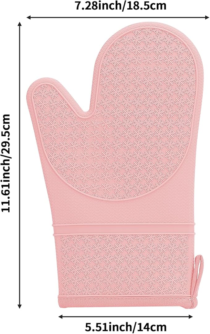 Hovico Silicone Oven Mitts, Heat Resistant 500F Kitchen Mitts 2PCS, 11.6" - Image 2