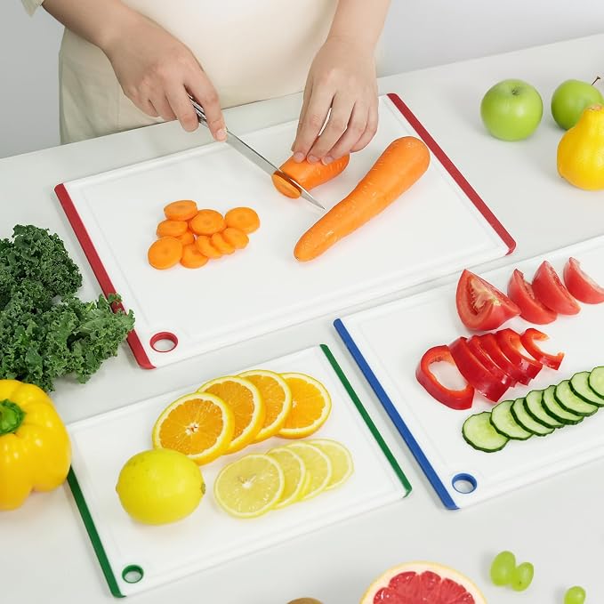 Kikcoin Plastic Cutting Boards for Kitchen, 3-Piece Large Cutting Board Set - Image 4