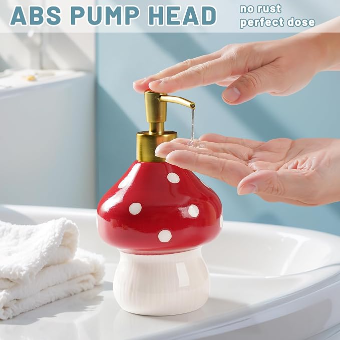 RQYIXI 17 Oz Mushroom Ceramic Soap Dispenser - Image 3