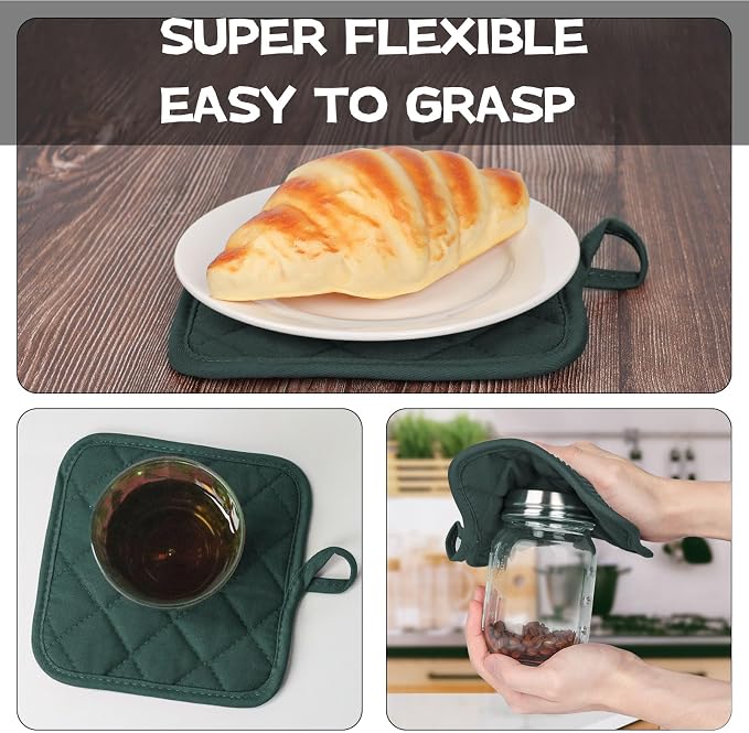 Oven Mitts and Pot Holders Set, Heat Resistant Silicone Kitchen Mini Oven - Image 6