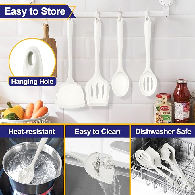P&P CHEF Kitchen Utensil Set, 4 Pieces Non-stick Silicone Cooking Utensils - Image 7