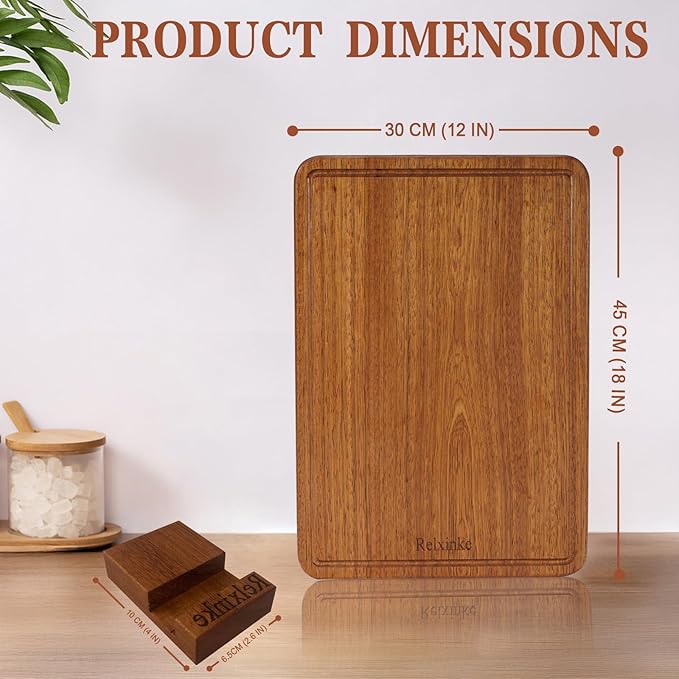 Solid Teak Wood Cutting Board One Piece Non Glued Large Thick Crack Resistant - Image 2