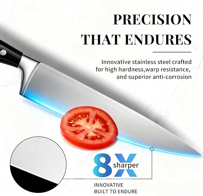 Knife Set, 15 Piece Premium Kitchen Knife Block Set, Razor-Sharp, High Carbon - Image 4