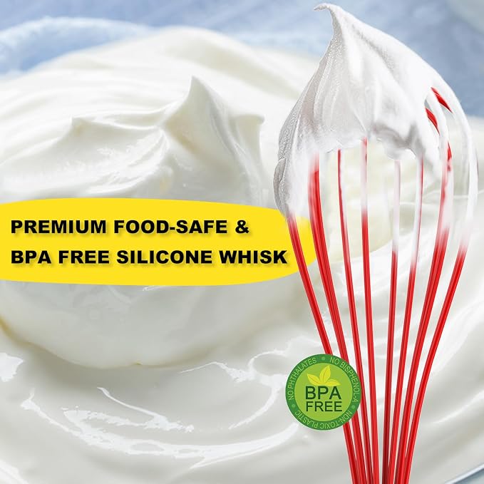 NileHome Silicone Whisk Set 8" 10" 12", 3 Pack Kitchen Whisk Kitchen Wisk Wire - Image 5