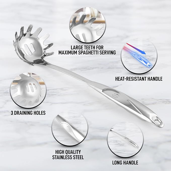 Zulay Kitchen Stainless Steel Spaghetti Spoon - Image 7