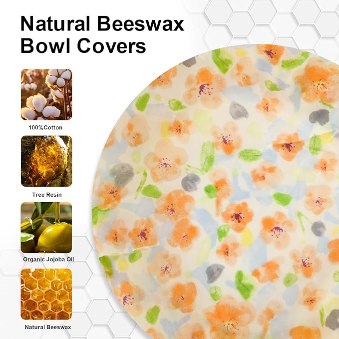 Reusable Bowl Covers for Bread Proofing（2 Large）- Cotton Beeswax Bowl Covers - Image 4