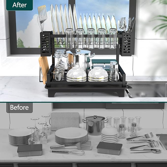 B-Land Dish Drying Rack: 2 Tier Dish Racks - Image 5