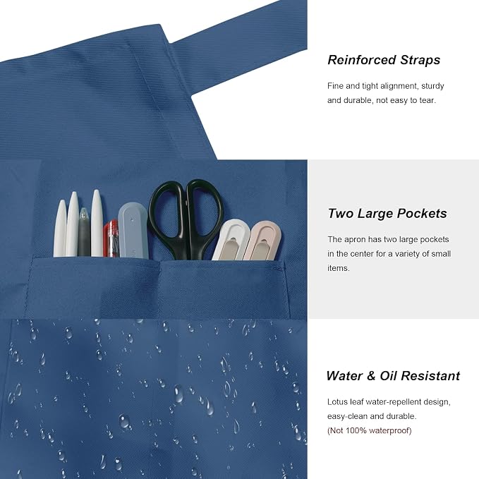 15 Pcs Adult Aprons Bulk with Pockets Adjustable Bib Chef Apron - Image 2