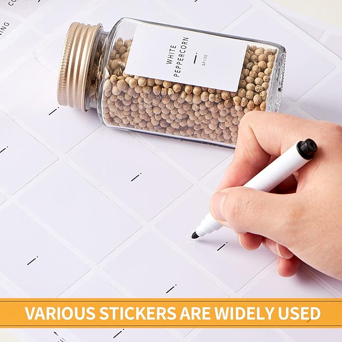 36 Pcs Spice Jars with Label- Glass Spice Jars with Gold Metal Caps, Shaker Lids - Image 3