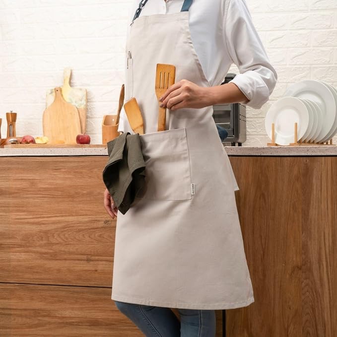 Cotton Canvas Apron for Women & Men – Adjustable Neck Strap & Waist Ties - Image 5