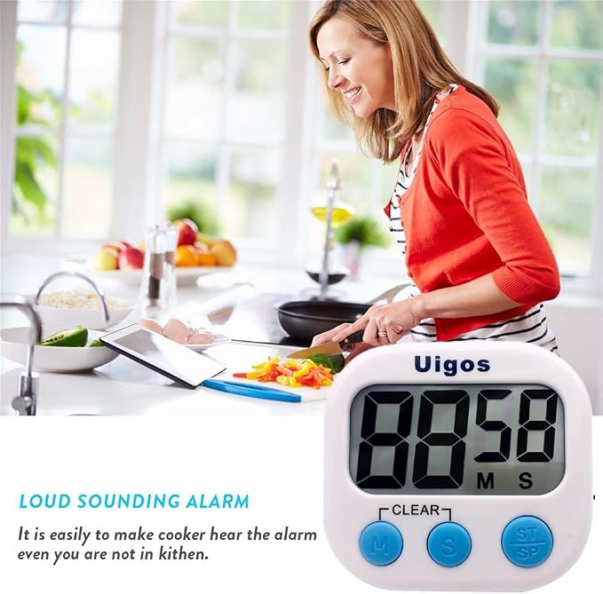 Uigos 2 Pack Digital Kitchen Timer II 2.0, Big Digits, Loud Alarm, Magnetic - Image 4