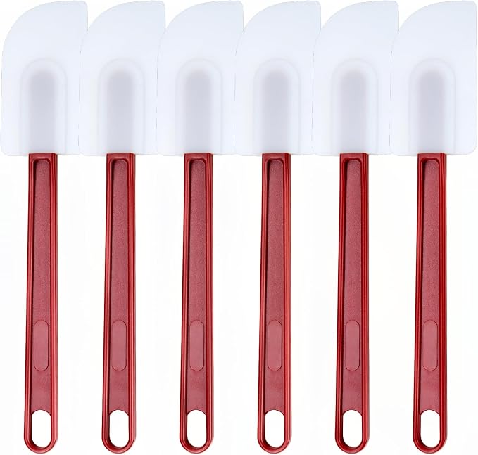 6 Pcs Commerical Rubber Spatula, 9.5-Inch Silicone Rubber Spatula Set High Heat by Heffiso+Silicone+Utensils