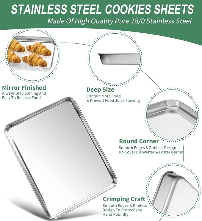Baking Sheets Set of 2, HKJ Chef Cookie Sheets 2 Pieces & Stainless Steel - Image 3