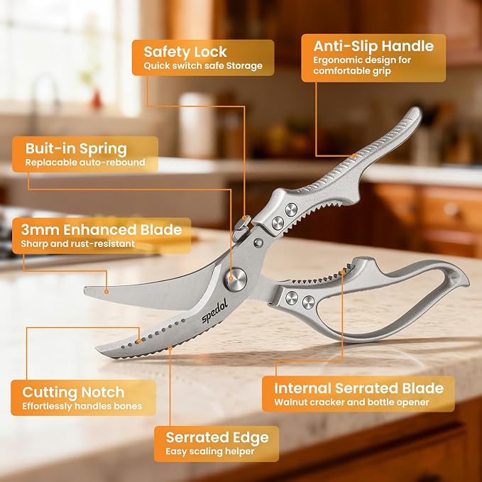 Kitchen Scissors Food Cutting: Heavy Duty Poultry Meat Shears - Image 5
