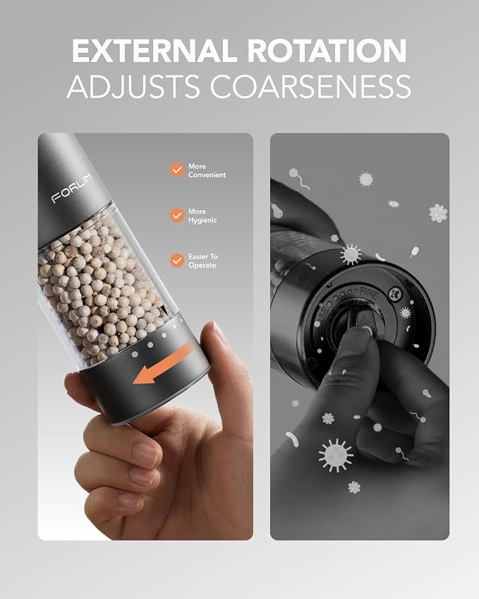 FORLIM 2-Speed ​​Electric Salt And Pepper Grinder Set, External Rotation To - Image 5